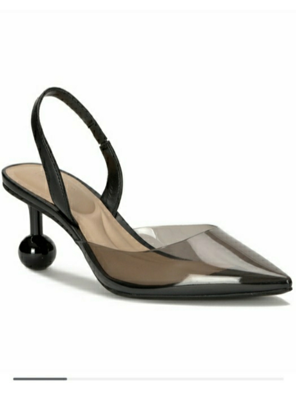 INC Vinyl Black Slingback Pump with Sculptural Ball Heel. Size 11. New